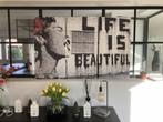 Ensemble 3 Tableaux - triptyque - LIFE IS BEAUTIFUL - Banksy, Maison & Meubles, Enlèvement, Comme neuf