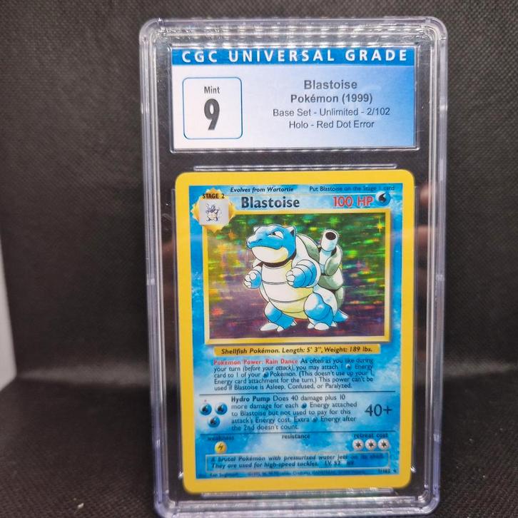 Blastoise Base Set Holo CGC 9, Hobby en Vrije tijd, Verzamelkaartspellen | Pokémon, Zo goed als nieuw, Ophalen of Verzenden