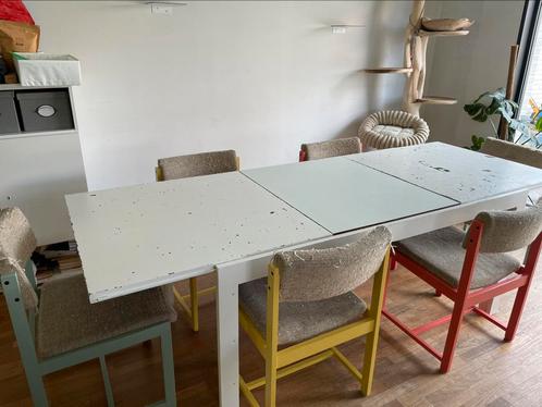 Vintage tafel + 6 stoelen, Maison & Meubles, Tables | Tables à manger, Enlèvement