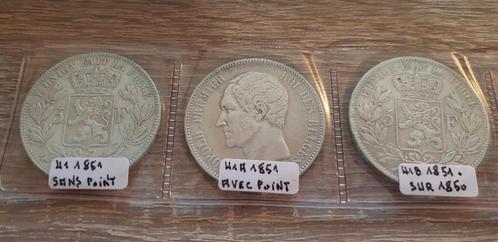 3 pièces 5 francs belge - Léopold Ier tête nue 1851, Postzegels en Munten, Munten | Europa | Euromunten, Setje, Overige waardes