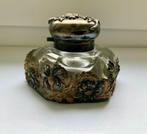 Encrier en cristal massif cuivre et laiton vintage, Ophalen