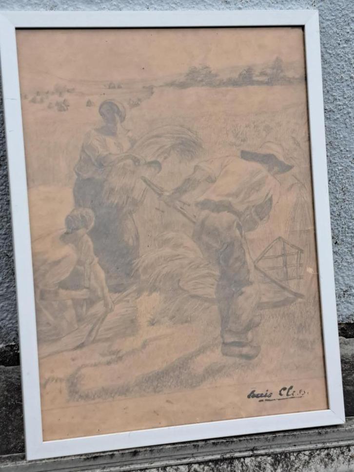dessin la moisson de louis clesse, Antiek en Kunst, Kunst | Etsen en Gravures, Ophalen of Verzenden