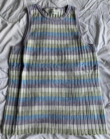 Gestreept geribbeld mouwloos shirt pastel meisjes H&M 158/16 beschikbaar voor biedingen