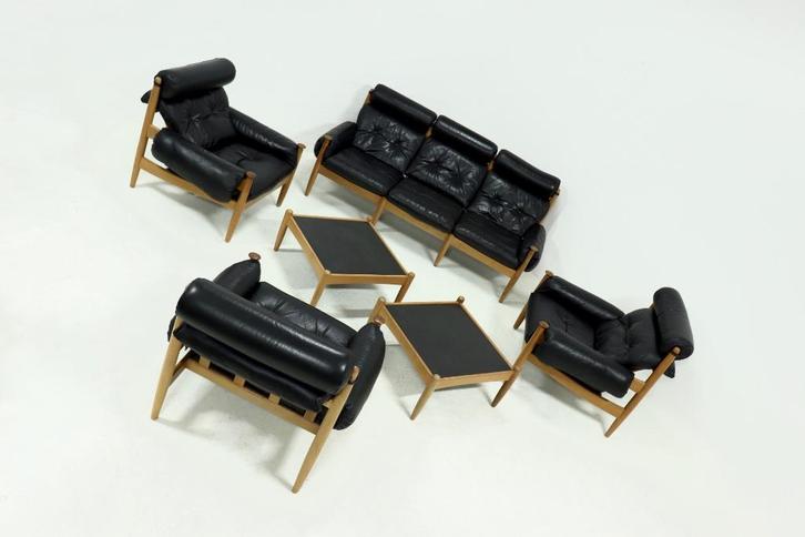 Vintage design Zithoek Eric Merthen Ire Möbler Jaren 50 60, Huis en Inrichting, Zetels | Voetbanken en poefs, Leer, Ophalen