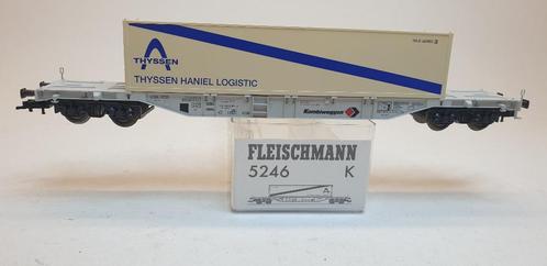 Fleischmann 5246 K H0 Containerwagon Thyssen Logistic (3), Hobby en Vrije tijd, Modeltreinen | H0, Zo goed als nieuw, Wagon, Gelijkstroom of Wisselstroom