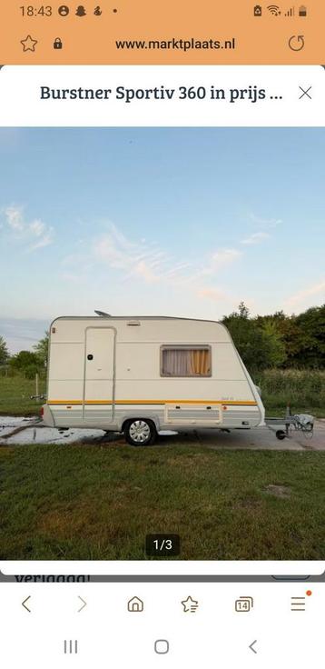 Caravane Burstner à vendre, 50 kg ou moins, 4 à 5 mètres, Porte-vélos, Particulier