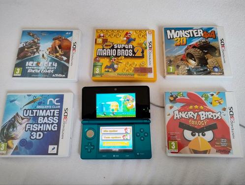 Nintendo 3DS blauw+ 5 games, Games en Spelcomputers, Spelcomputers | Nintendo 2DS en 3DS, Zo goed als nieuw, 3DS, Blauw, Ophalen