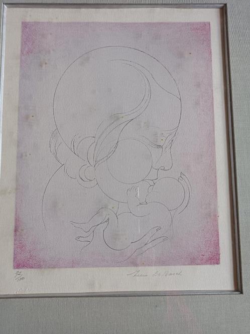 Litho (72/100) van Felix De Boeck (moeder met kind), Antiquités & Art, Art | Lithographies & Sérigraphies, Enlèvement