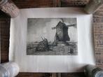 Jules Brouwers - Le Moulin en Flandre - Grande gravure 1900, Enlèvement ou Envoi