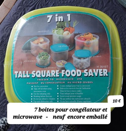 7 boites pour congélateur et micro onde - neuves, Huis en Inrichting, Woonaccessoires | Dienbladen, Nieuw, Overige materialen