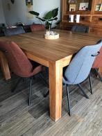 eettafel in teak, Huis en Inrichting, Tafels | Eettafels, Ophalen, Teakhout, Zo goed als nieuw, Vijf personen of meer