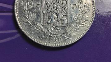 België 5 frank zilver Leopold I 1850 - met punt  beschikbaar voor biedingen