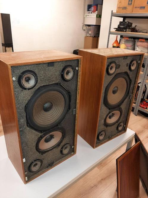 Paire de haut parleurs Grundig BOX 40A vintage, Audio, Tv en Foto, Luidsprekerboxen, Gebruikt, Front, Rear of Stereo speakers