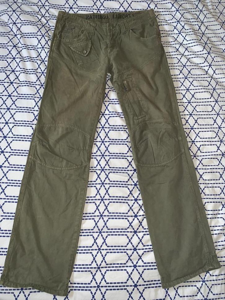 National Liberty Baggy W34 cargo kaki 100% katoen, Kleding | Heren, Broeken en Pantalons, Gedragen, Maat 48/50 (M), Overige kleuren