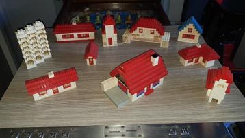Lego Town plan 10 gebouwen 1/87 gelijmd. beschikbaar voor biedingen