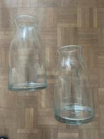 Duo van 2 grote glazen vazen, Minder dan 50 cm, Glas, Gebruikt, Ophalen