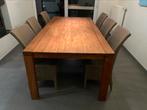 Teak tafel 220x105cm + 6 stoelen Strauss, Ophalen, 100 tot 150 cm, Teakhout, 200 cm of meer