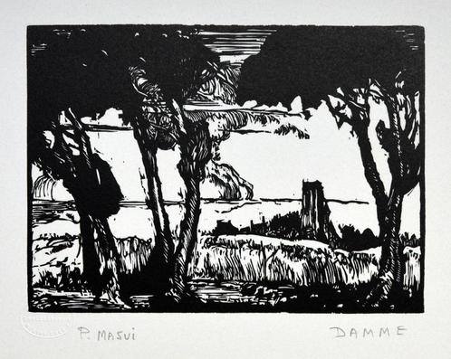 Paul-Auguste Masui (1888-1981) - Ets - Damme - 1919, Antiek en Kunst, Kunst | Etsen en Gravures, Ophalen of Verzenden