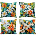 Set van 4 kussenhoezen gebloemd multicolor 40x40cm, Verzenden, Nieuw, Overige kleuren, Vierkant