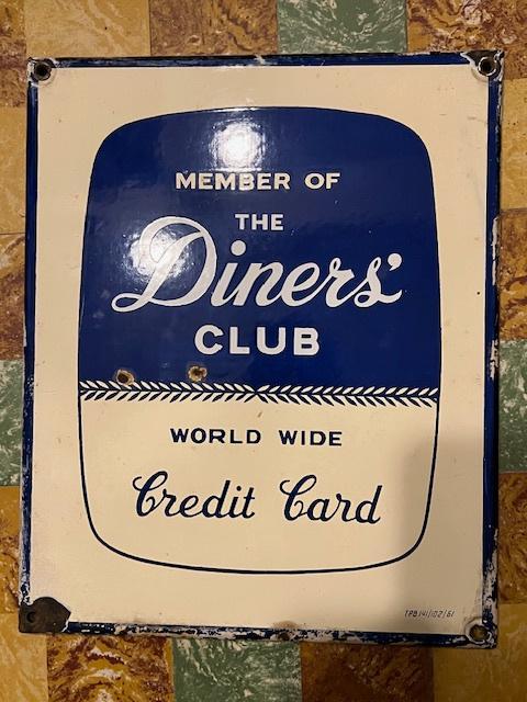 Oud emaille reclamebord Diners Club 1961, Antiek en Kunst, Antiek | Email, Ophalen