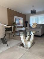 Table de salon en verre pieds finition inox haute qualité, Maison & Meubles, Enlèvement, Verre