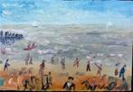 Henri-Victor Wolvens, Strandgezicht olieverf op paneel, Antiek en Kunst, Verzenden