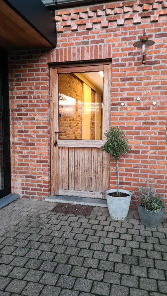 Buitendeur padouk, Doe-het-zelf en Bouw, Deuren en Vliegenramen, Buitendeur, 200 tot 215 cm, Glas, Hout, Ophalen