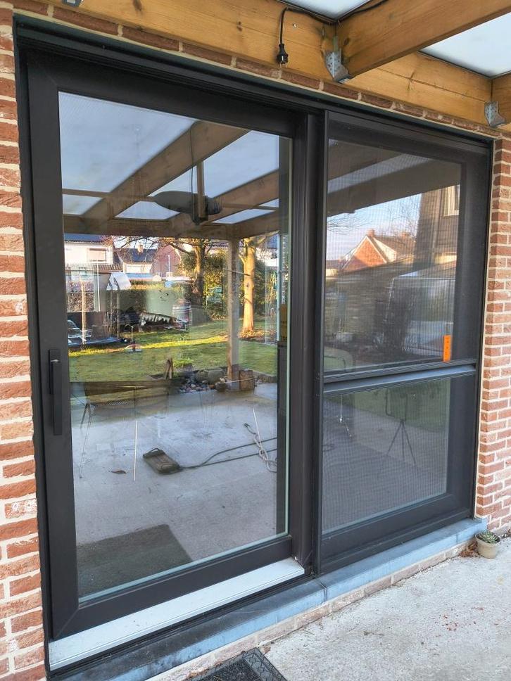 Hef-schuifraam met hor en dubbel raam, Doe-het-zelf en Bouw, Raamkozijnen en Schuifdeuren, Zo goed als nieuw, Schuifpui, Kunststof