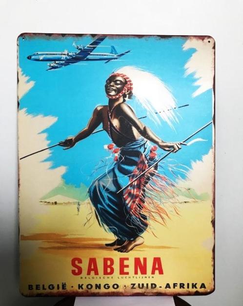 Sabena reclamebord groot model 40x30 Zeldzaam metaal😍👀👌, Verzamelen, Sabenasouvenirs, Zo goed als nieuw, Ophalen of Verzenden