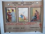 Originele Affiches Belgische Tuberculose initiatieven 4 st, Verzamelen, Gebruikt, Verzenden, Rechthoekig Liggend, A1 t/m A3