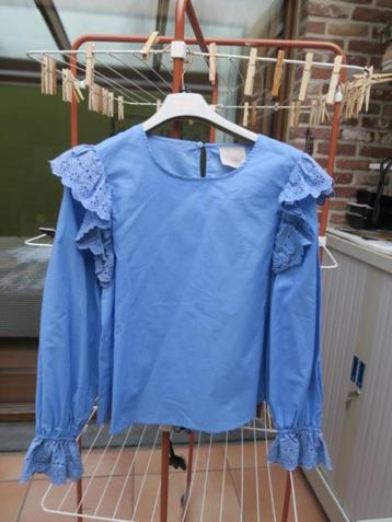 Blouse blauw met ruches Giorgia & Johns mt S