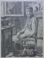 CHARLES MERTENS / SCHOENMAKER / ZW-W ETS / 55x41cm / KADER, Ophalen of Verzenden
