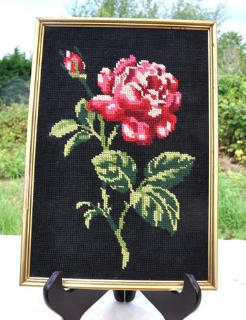 cadre tapisseries canevas fleur de rose, Enlèvement ou Envoi
