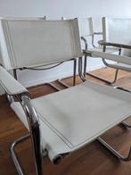 Witte Leren Buisframe Stoel Design, Huis en Inrichting, Stoelen, Ophalen, Zo goed als nieuw