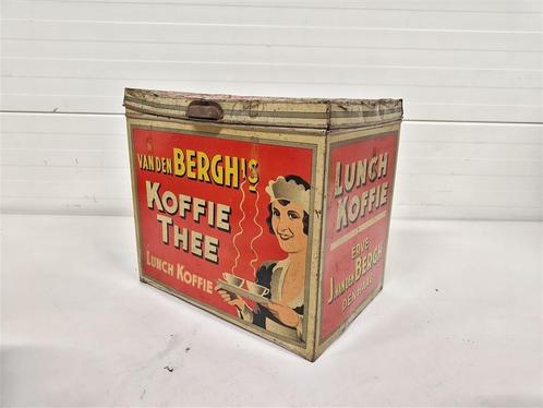 A5998 Vintage Blik 'Van Den Bergh's Koffie & Thee', Verzamelen, Blikken, Gebruikt, Koffie, Ophalen of Verzenden