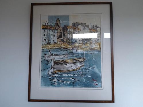 Zichten op Saint Tropez  en Mediteraanse haven., Antiek en Kunst, Kunst | Litho's en Zeefdrukken, Ophalen