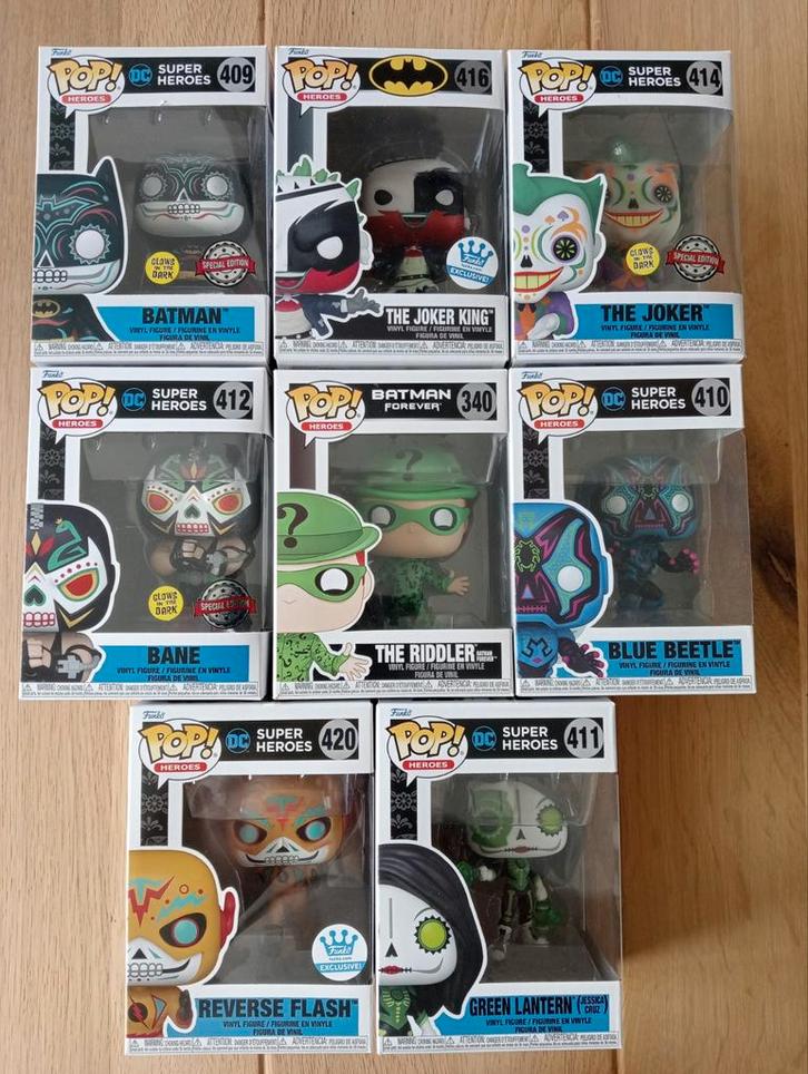 Funko DC Comics Super Heroes + Batman 8 stuks nieuwstaat, Verzamelen, Poppetjes en Figuurtjes, Zo goed als nieuw, Ophalen of Verzenden