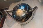 Verzilverde theepot op designstandaard., Ophalen of Verzenden, Gebruikt