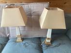 2 tafellampen met witte marmeren sokkel, afgewerkt met goud, Huis en Inrichting, Gebruikt, Ophalen of Verzenden