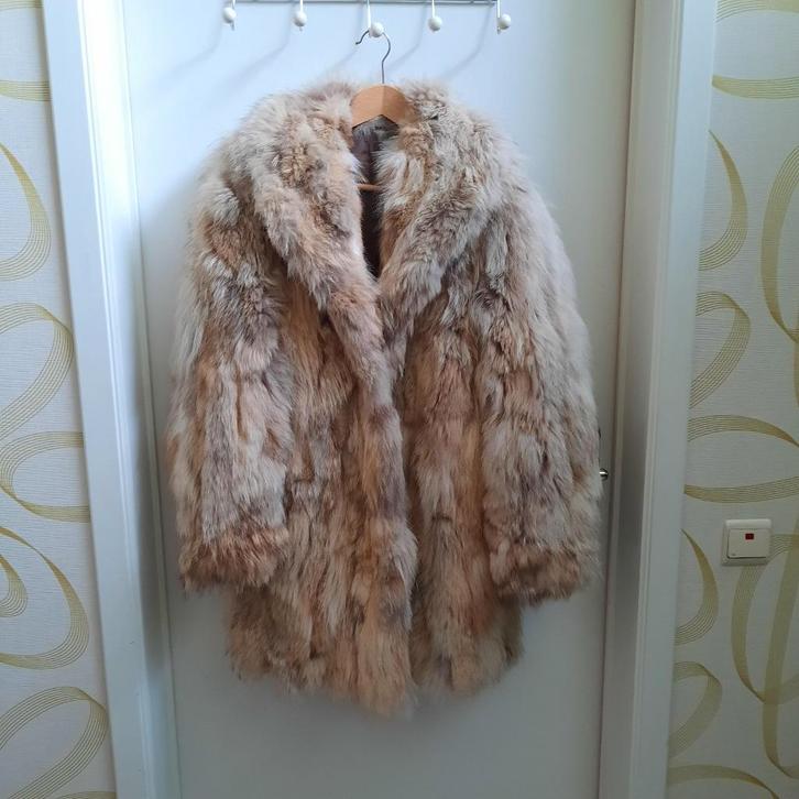 bontmantel van zilvervos, Kleding | Dames, Jassen | Winter, Gedragen, Maat 38/40 (M), Beige, Ophalen