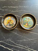 2 kleine ronde lijsten met bloemendecor, Ophalen of Verzenden