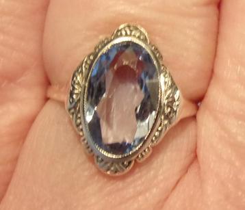 bague Art Nouveau en or antique avec topaze bleue, Bijoux, Sacs & Beauté, Envoi, Or, Bague, Avec pierre précieuse