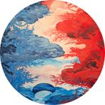 Cercle mural coloré Ying et Yang 60x60 en plastique + suspen, Envoi, Neuf