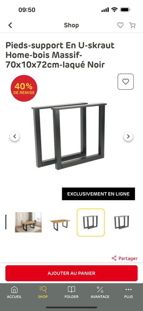 Pieds support, Maison & Meubles, Pièces pour table, Neuf, Pied de table, 50 à 100 cm, 50 à 100 cm, Carré, Autres essences de bois