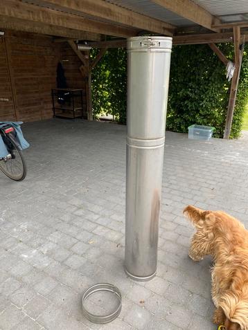 Schoorsteen met bevestigingsringen inox, Ophalen, Zo goed als nieuw, Inox