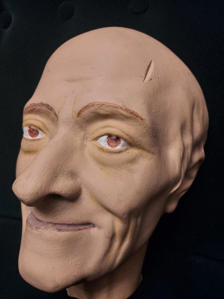 Unieke gipsen sculptuur – Mannenhoofd, Antiek en Kunst, Curiosa en Brocante, Ophalen of Verzenden