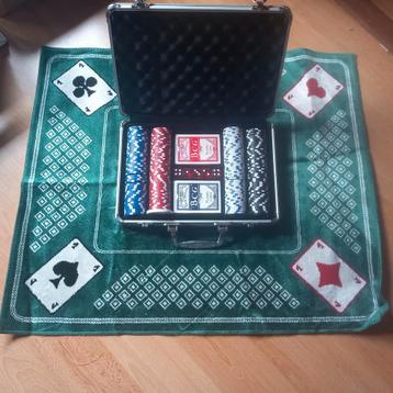Pokerset in koffer en pokermat, Enlèvement ou Envoi, Comme neuf
