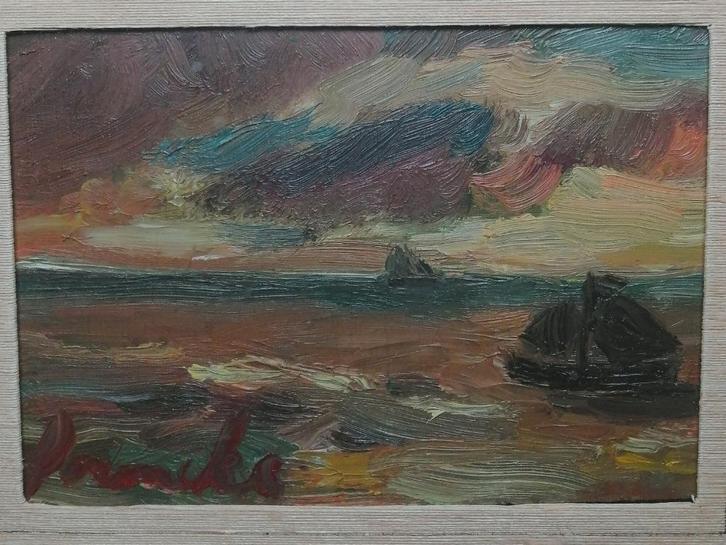 Constant Permeke '' Boot op Zee '' olieverf op triplex, Antiek en Kunst, Kunst | Schilderijen | Klassiek, Verzenden