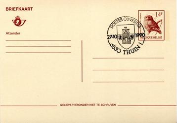 BELGIUM:1990: Illustrated date cancel on postcard: @@THUIN@@ disponible aux enchères