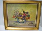Schilderij vaas met bloemen, gesigneerd R. Haerens, Enlèvement